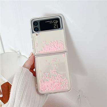 Imagem de Estojo de telefone transparente com glitter 3D laser, lantejoulas, para Samsung Galaxy Z Flip 4 3 Dynamic Liquid Areia movediça Capa de silicone, rosa, para Z Flip 4