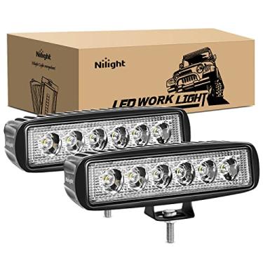 Imagem de Nilight Barra de luz de LED, 2 peças, 18 W, 15 cm, farol de neblina off-road à prova d'água para barco, SUV, ATV, 4WD, carro, caminhão, carrinho de golfe, 12 V 24 V, 2 anos de garantia