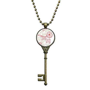 Imagem de DIYthinker Colar de chaves decorativo com flores vermelhas e frescas, bandeja com pingente de corrente enfeitada