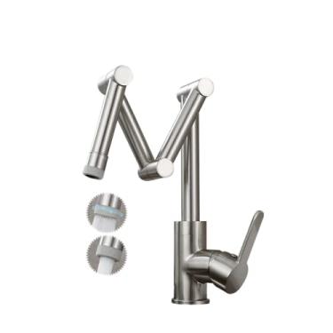 Imagem de Torneira dobrável para pia de cozinha toda em cobre torneira telescópica quente e fria universal para pia giratória torneira dourada, B2