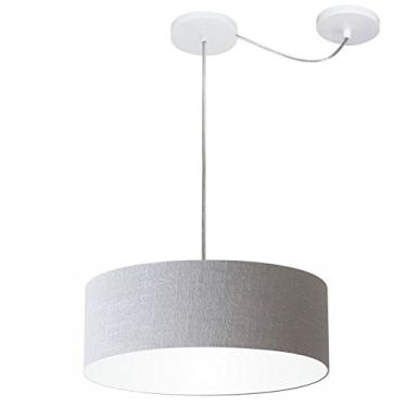 Imagem de Lustre Cilíndrico com Desvio de Centro Cúpula Tecido 40x15, Vivare Iluminação, Pendente4255 CZ, Cinza, Médio