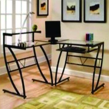 Imagem de Conjunto de escrivaninhas com tampo de vidro pés arredondados