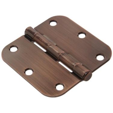 Imagem de The Hillman Group 852807 Dobradiça residencial para porta de 8,8 cm - Canto redondo de 1,5 cm - Pino removível - Embutir completa - Bronze antigo - Pacote com 1