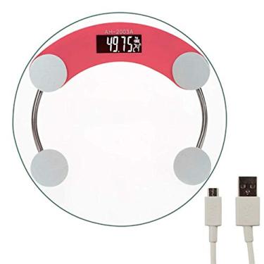 Imagem de balanças de controle de peso para banheiro ultrafinas, digitais ultrafinas de alta precisão balanças eletrônicas de gordura corporal, com cabo de carregamento USB, rosa, 30cm