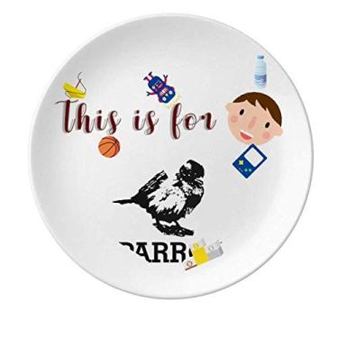 Imagem de Sparrows Birds Animais Comida Preto Branco Porcelana Prato Jantar Redondo Prato Menino Homem
