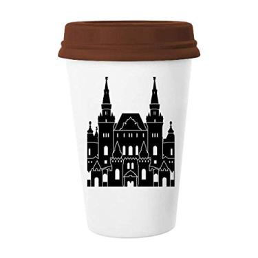 Imagem de Caneca de cerâmica russa com estampa de contorno do museu natural caneca de café copo de cerâmica