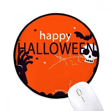 Imagem de Mouse pad vermelho Happy Ghost Fear Halloween mesa escritório tapete redondo para computador