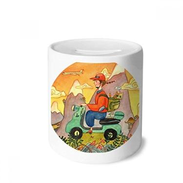 Imagem de DIYthinker Miaoji Caixa de Dinheiro com Pintura Aquarela de Gato Fazendeiro Caixa de Cerâmica Porta-Moedas Presente