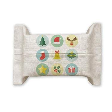 Imagem de Círculo árvore de Natal ilustração verde suporte de capa de papel para lenços faciais saco de linho de algodão