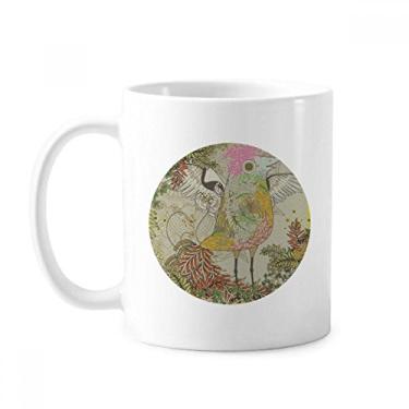 Imagem de Asa de pássaro de flor Ukiyo-e Japão, caneca de cerâmica e porcelana de café