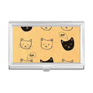 Imagem de Porta-cartões de visita com cabeça de gato branca preta Mewing Animal