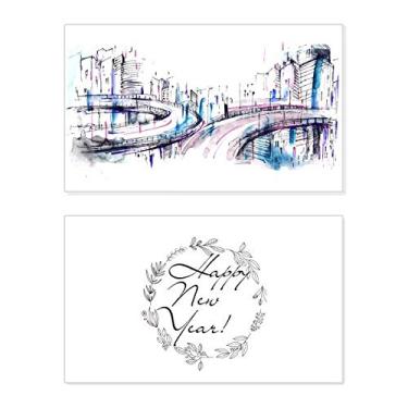 Imagem de Prédio moderno arranha-céus Overpass Festival Ano Novo Cartão Bless Mensagem presente