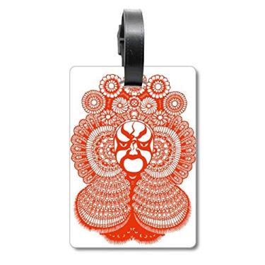 Imagem de Red Paper-cut Art Chinese Opera Head Suitcase Bag Tag Luggage Card Hanging Scutcheon Label