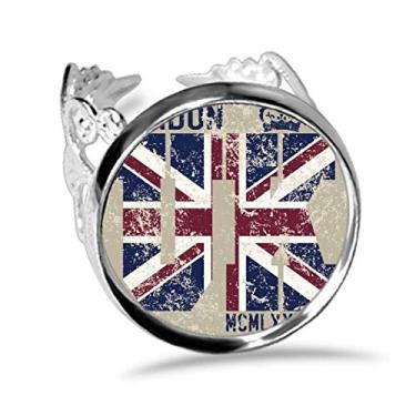 Imagem de DIYthinker London King Reino Unido Anel de noivado com a bandeira da Union Jack ajustável