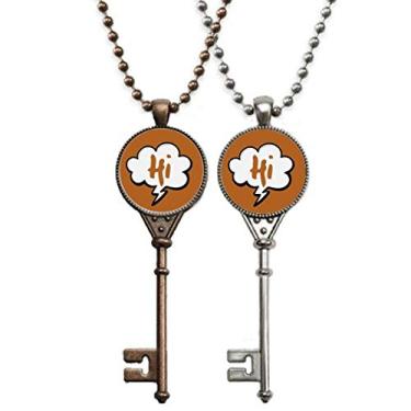 Imagem de OFFbb-USA Colar com pingente de chat Happy Hi para decoração de casal