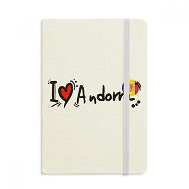 Imagem de Caderno de ilustração de coração I Love Andorra Bandeira de palavras Amor Oficial Tecido Rígido Diário Clássico
