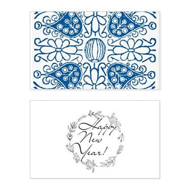 Imagem de Talavera Blue Flower Ilustration Pattern New Year Festival Greeting Card Bless Message Gift