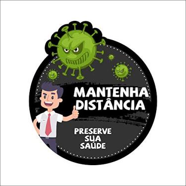 Imagem de Adesivo p/Chão Mantenha Distância Preto 10 Unidades Mod 02