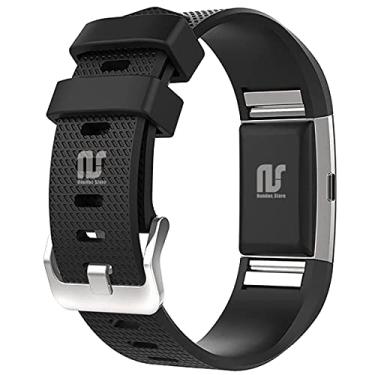 Imagem de Pulseiras unissex Compatível com Fitbit Charge 2 - Pulseira de substituição - Nandos-Store (Preto Rajado)