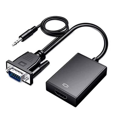 Imagem de Adaptador VGA para HDMI, Conversor VGA Macho para HDMI Fêmea 1080P Com Porta de áudio de 3,5 Mm, Conversor de Projetor de Monitor PC para HDMI