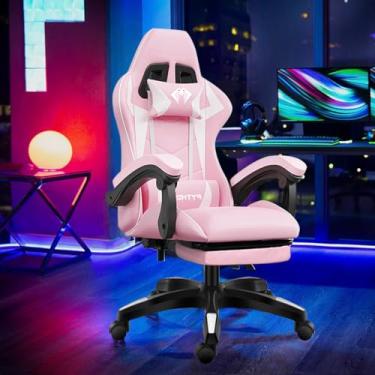 Imagem de Cadeira Ergonomica Gamer Com Apoio Para Os Pés（Rosa)