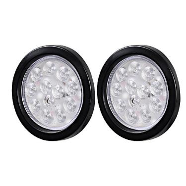 Imagem de Astra Depot 2 peças vermelho 10,16 cm kit de luz traseira de freio redondo LED de parada/freio com ilhoses lente transparente para UTE UTV RV caminhão longo veículo