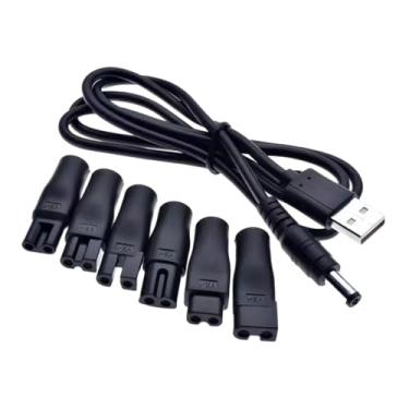 Imagem de harayaa Conector conversor de carregamento adaptador usb universal fêmea conector de conversão para máquina de cortar cabelo, barbeador, 6 unidades e cabo USB