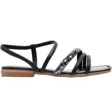 Imagem de Sandália Rasteira Feminina Casual Dia a Dia com Pedraria Calce Fácil Mississipi Q9543