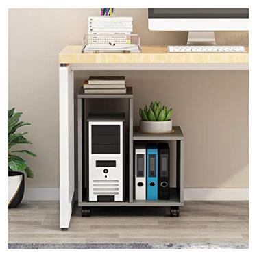 Imagem de Suporte de CPU Suporte de CPU de madeira Rack de armazenamento sob a mesa Desktop CPU Case Rolling Stand removível PC Host Floor Stand com 4 rodas rodízios Suporte de torre de PC (Cor: Gris)