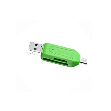 Imagem de Leitor de cartão micro USB 2.0 2 em 1OTG adaptador micro leitor de cartão de memória portátil para SD, Micro SD, SDXC, SDHC, Micro SDHC, Micro SDXC (verde)