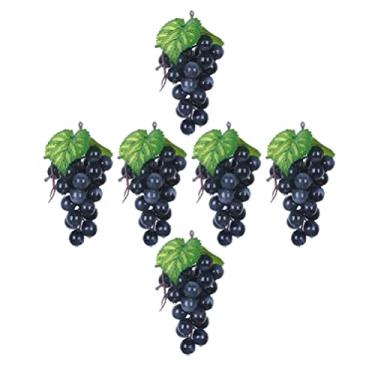 Imagem de 6 Bunches Artificial Grapes Fake Grapes with Vines Mini Grapes Decorative Grape in Black for Wedding Kitchen Party Home Decoration Photo Props (Color : Black)