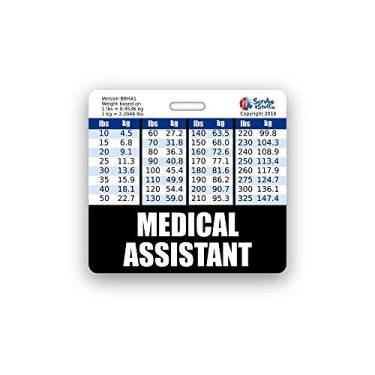 Imagem de Medical Assistant Badge Buddy Horizontal com tabelas de conversão de altura e peso (padrão, preto)