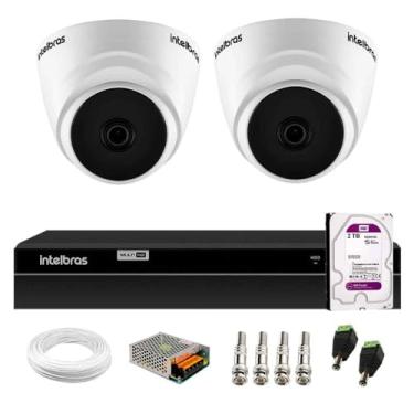 Imagem de Kit 2 Câmeras Intelbras Vhd 1220 G7 Dome Full Hd com Visão Noturna de 20m Multi Hd + Dvr Intelbras Mhdx 1204 4 Canais + Hd 2tb