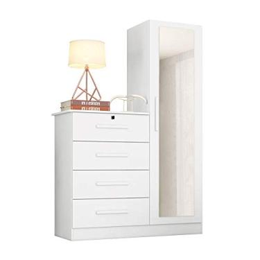 Imagem de Cômoda com Espelho 4 Gavetas 1 Porta Belize Plus Albatroz Móveis Branco