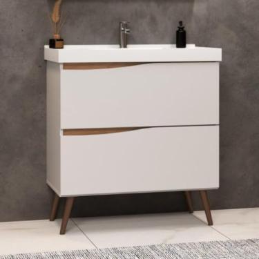 Imagem de Gabinete com Pés para Banheiro sem Cuba Lille Branco/tauari