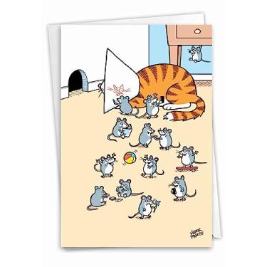 Imagem de NobleWorks - 1 cartão de aniversário incrível - arte de desenho animado, feliz engraçado nota de aniversário - tempo de festa do rato C2438BDG