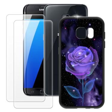 Imagem de MILEGOO Capa para Samsung Galaxy S7 + 2 peças protetoras de tela de vidro temperado, capa ultrafina de silicone TPU macio à prova de choque para Samsung Galaxy S7 (5,1 polegadas) rosa