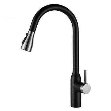 Imagem de Tipo de entrada vertical preta pulverizada de baixa pressão torneira rotativa de 360 graus para lavatório de cozinha fácil de instalar personalidade moda