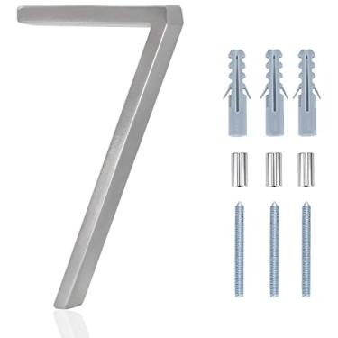 Imagem de Números de endereço residencial, números modernos de casas de 12 cm, números flutuantes DIY com parafusos para fora, liga de zinco sem ferrugem, número 7