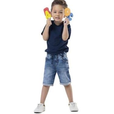 Imagem de Bermuda Jeans Com Stretch Estonado Infantil Menino Tam 4 a 12 - Mania Kids-Masculino