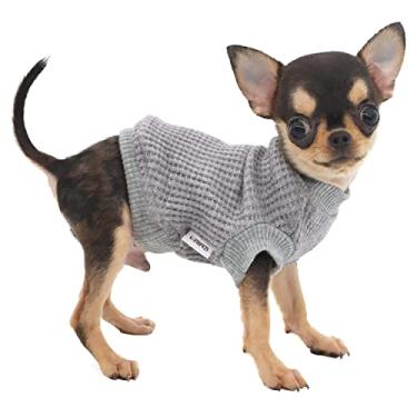 Imagem de LOPHIPETS Suéteres para cães para filhotes pequenos filhotes Chihuahua Yorkie roupas para clima frio casaco - Cinza/PP