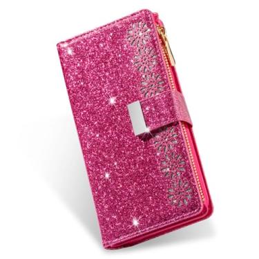 Imagem de Bolsa com zíper flip capa de telefone de couro para huawei p40 pro p30 p20 mate 50 20 lite y6 y7 p capa de cartão carteira inteligente, rosa vermelha, para huawei p40 pro