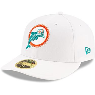 Imagem de New Era Boné masculino branco Miami Dolphins Omaha perfil baixo 59FIFTY
