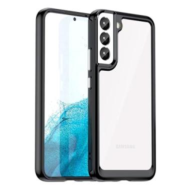 Imagem de Wanyuexes Capa para Galaxy S22 5G, capa para Samsung S22 SM-S901U, antiamarelamento, parte traseira rígida de policarbonato e capa protetora de TPU macio para Samsung Galaxy S22 preto cristal