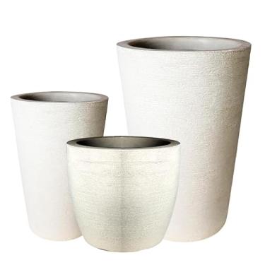 Imagem de Jogo de vasos decorativos para plantas em 3 tamanhos diferentes modelo jateado (AREIA)