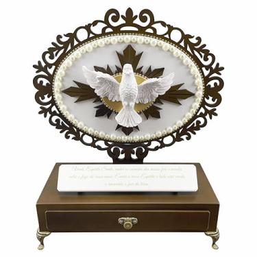 Imagem de Divino Espírito Santo com Gaveta Porta Objetos Porta Terço Caixa Organizadora Religioso Promessas Imbuia Plaza Design