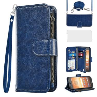 Imagem de Asuwish Capa de celular para Moto E5 Play E 5 Cruise 5E Go carteira celular com protetor de tela alça transversal flip zíper suporte para cartão suporte Motorola MotoE5play MotoE5 E5play mulheres