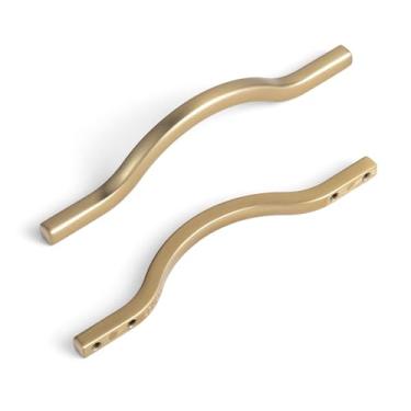 Imagem de Goo-Ki Puxadores de armário de bronze champanhe de perfil baixo, centros de orifício duplo (9,8 cm/1,5 m) alça de liga de zinco para armário de gaveta, embalagem com 6..