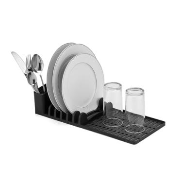 Imagem de Escorredor de Louça DASPLAST Slim para 6 Pratos, Talheres e Copos, Compacto para Cozinha, Preto, Design Alongado