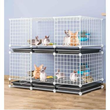 Imagem de Gaiolas para coelhos internas grandes baratas, gaiola para coelhos interna e externa, cercadinho para pequenos animais com bandeja para coelhos furões galo porquinho-da-índia, branco, 111 *